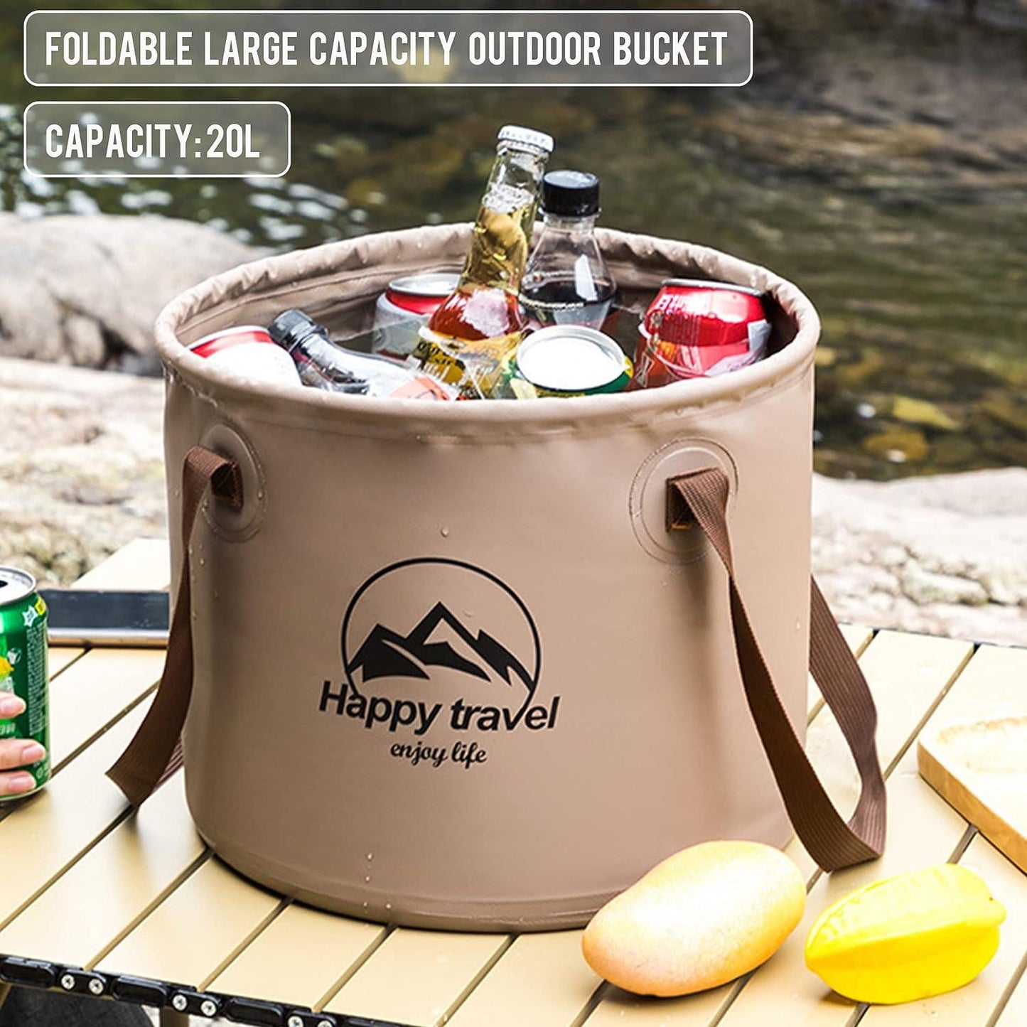 Wilderios™ Foldable Waterproof Round Camping Bucket